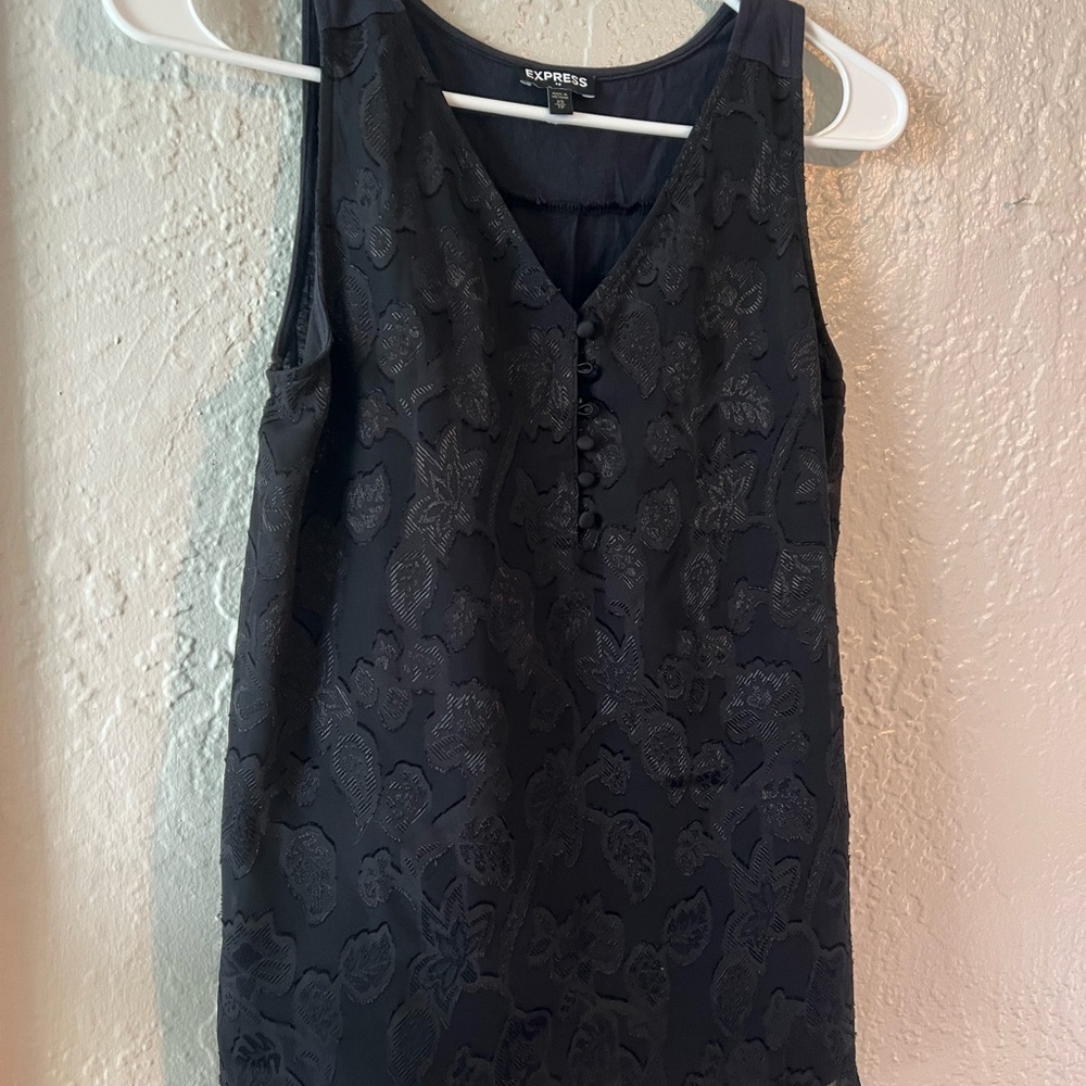 Express Floral Embossed Black Sleeveless Top